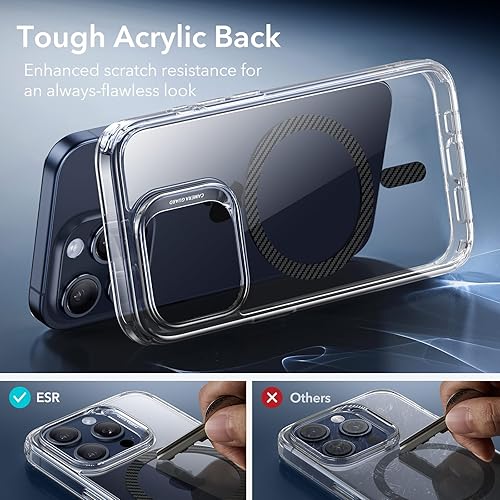 Vista 450 de ESR Funda para iPhone 15 Pro Max, compatible con MagSafe, de grado militar, negro transparente