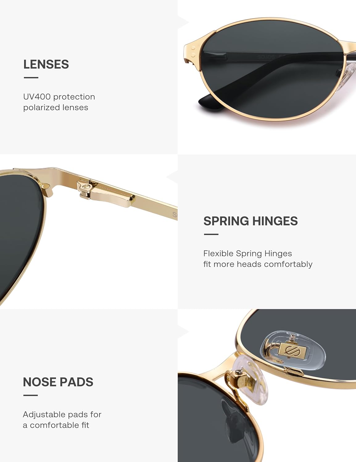 SOJOS Retro Oval Polarized Sunglasses for Women Men, Trendy Chic Cat Eye 90s Y2K Sunnies SJ1266 - Image 5