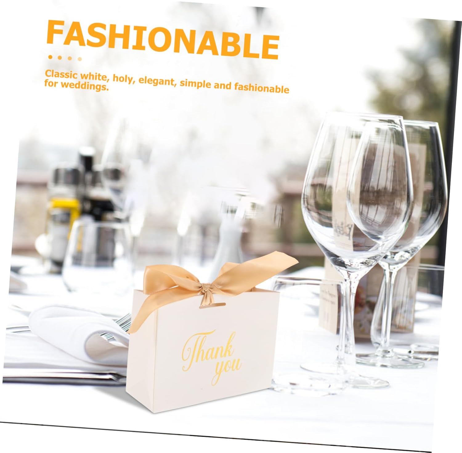 PLAFOPE 50pcs Wedding Favor Boxes Bags with Bow Ribbon Paper Treat Boxes for Weddings Showers Birthdays Elegant Thank You Containers