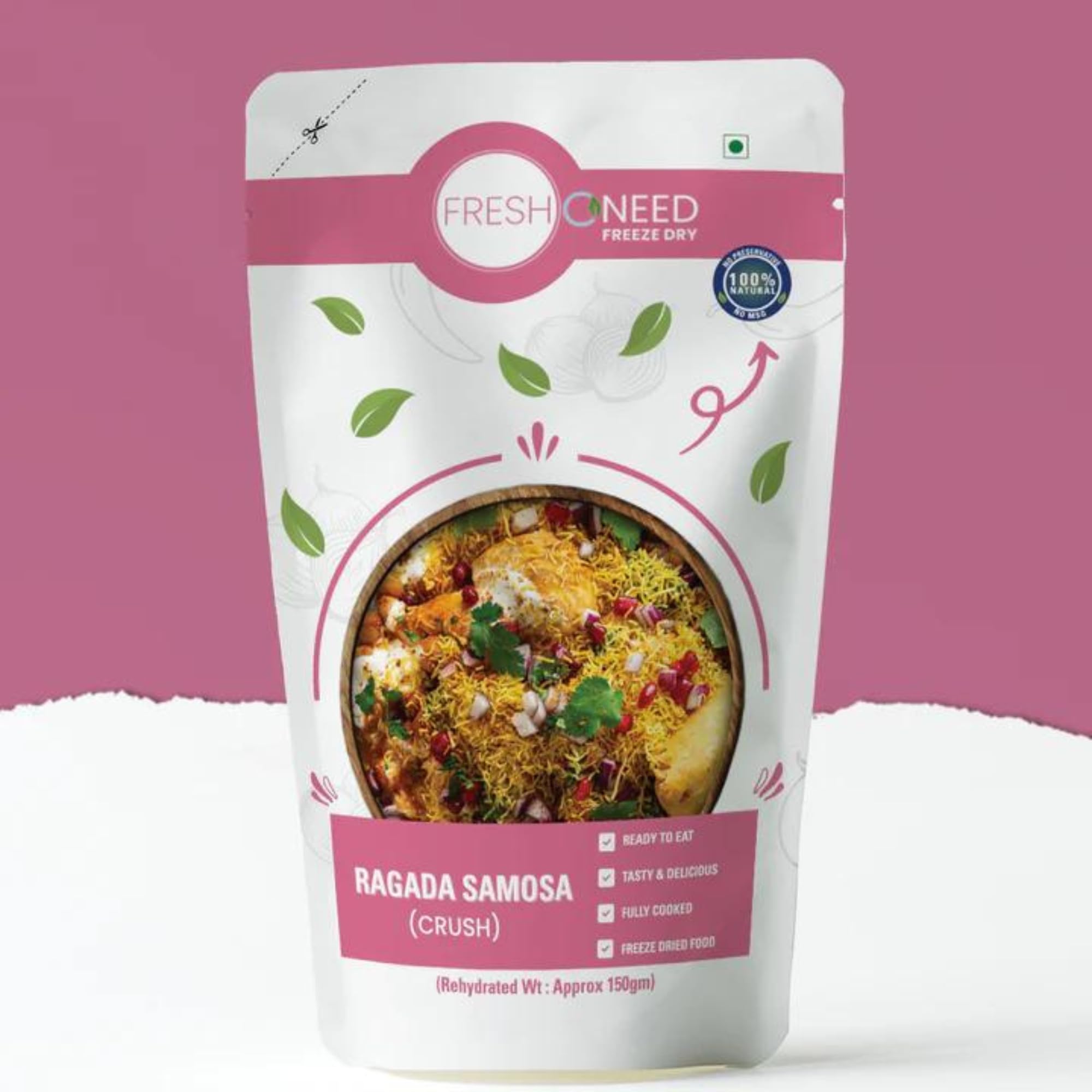 FreshOneed Ragada Samosa | Authentic Indian Vegetarian Meal | Ready to Eat & Cook | Single Serving | 100% Natural | No Preservatives | No Chemicals | Freeze Dried Food