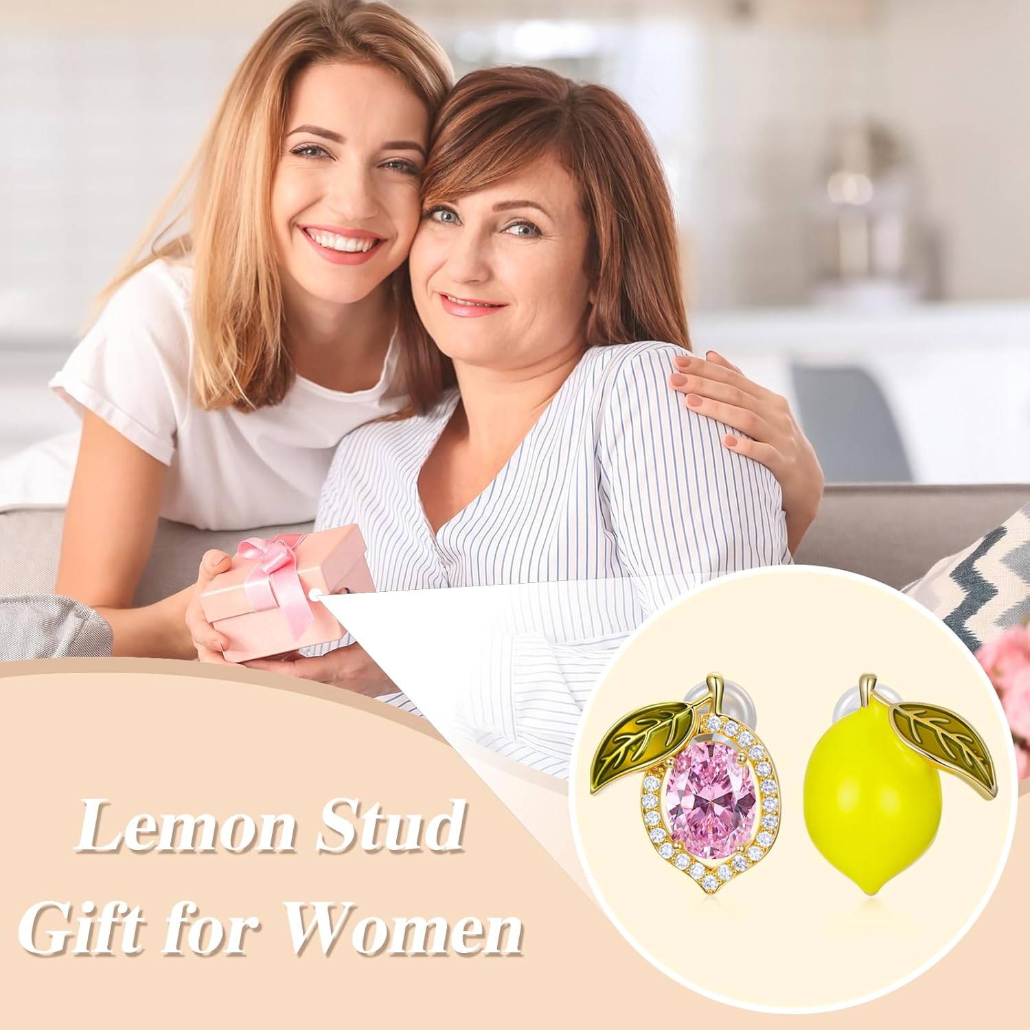 Lemon Earrings with Crystal Hypoallergenic Cute Lemon Jewelry Gift for Women - Image 6