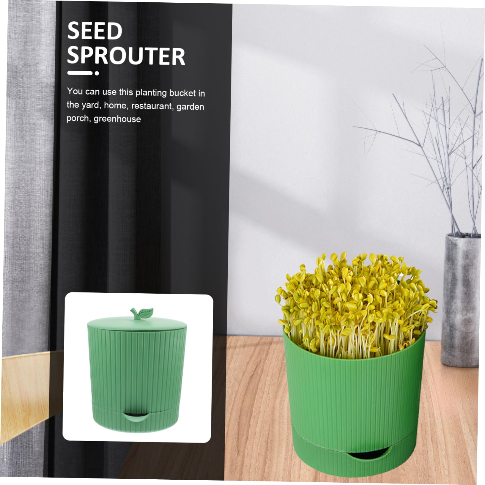 BESPORTBLE Kit de Germination de Graines, Plateau Germoir en PP et Pierre, Réutilisable, Respirant, Évacuation D’Eau, pour Soja et Blé, Restaurant ou Jardin