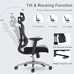 Chaise de bureau ergonomique Mesh, chaise de bureau avec support thoracique adaptatif, 3D Accoudoirs, coussin lombaire réglable & Appuie-tête réglable, chaise de jeu avec fonction Tilt
