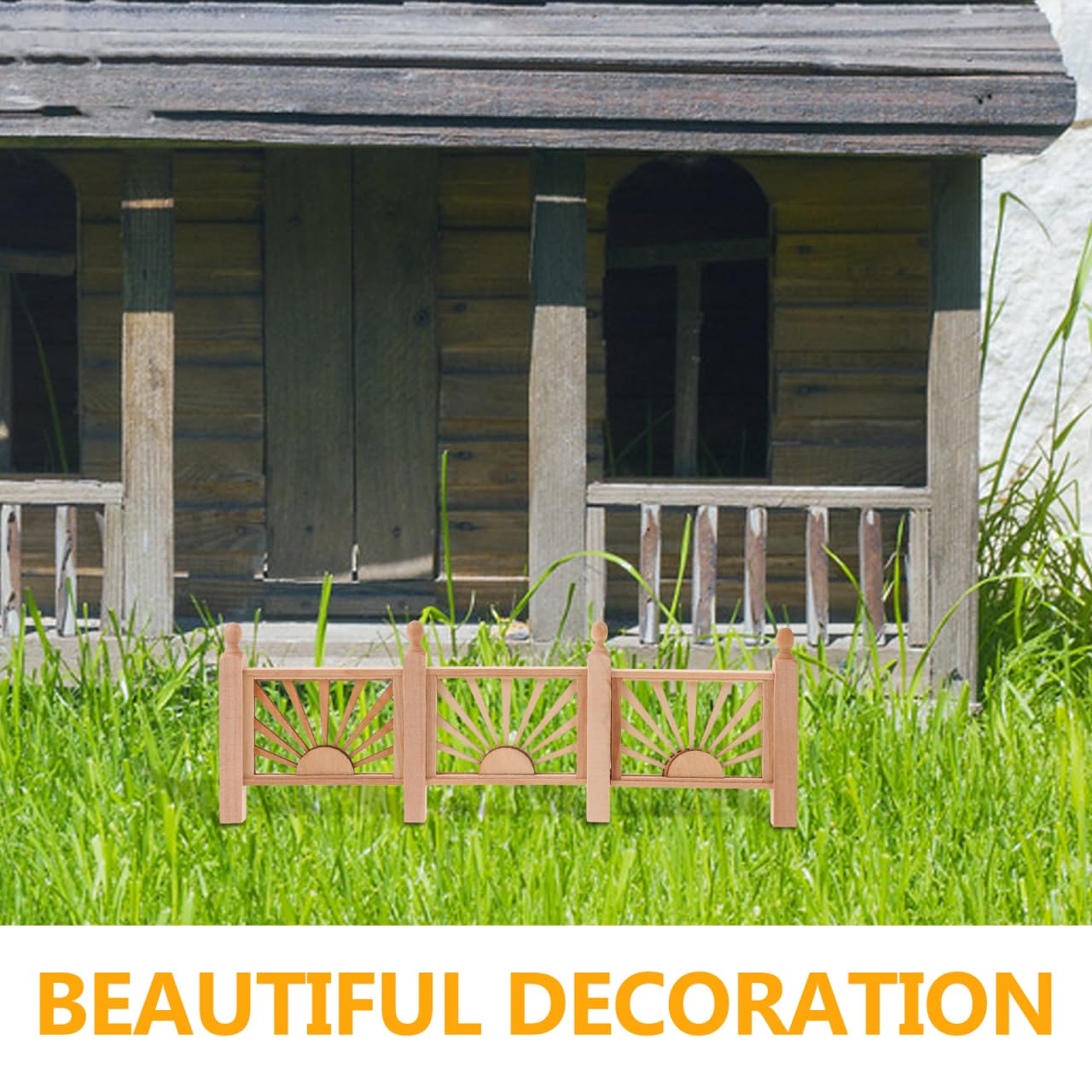 HEMOTON Mini Railing Model for Doll House 9.06In Wooden Fence Accessory Kids Play House Diy Craft Decoration - Image 4