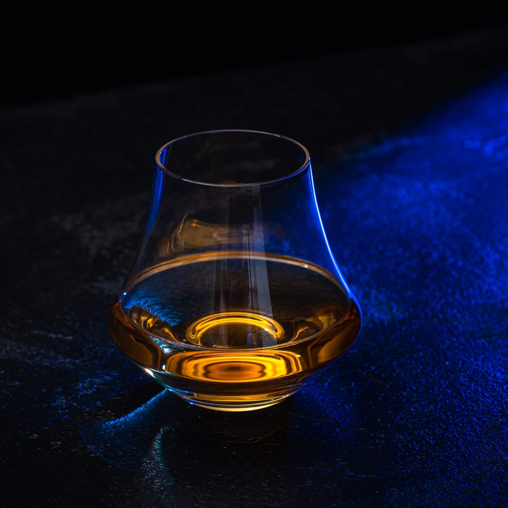 Kamienie do whisky i kieliszki do nosa zestaw upominkowy - 6 ręcznie wykonanych granitowych okrągłych skał do popijania - kryształowy kubek do whisky, szkockiej, degustacji burbona, taca prezentacyjna