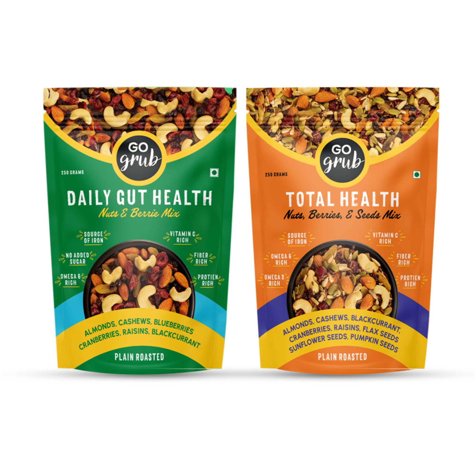 Go Grub Nuts & Seeds Mix Combo Pack – Vitamin C, Omega 6, Fiber & Protein | Almonds, Cashews, Raisins, Cranberries Pack | Nuts Mix & Pumpkin, Sunflower, Flax Seeds Pack | No Added Sugar- (250g Each) (B0D14XTYSZ) Amazon Price History, Amazon Price Tracker