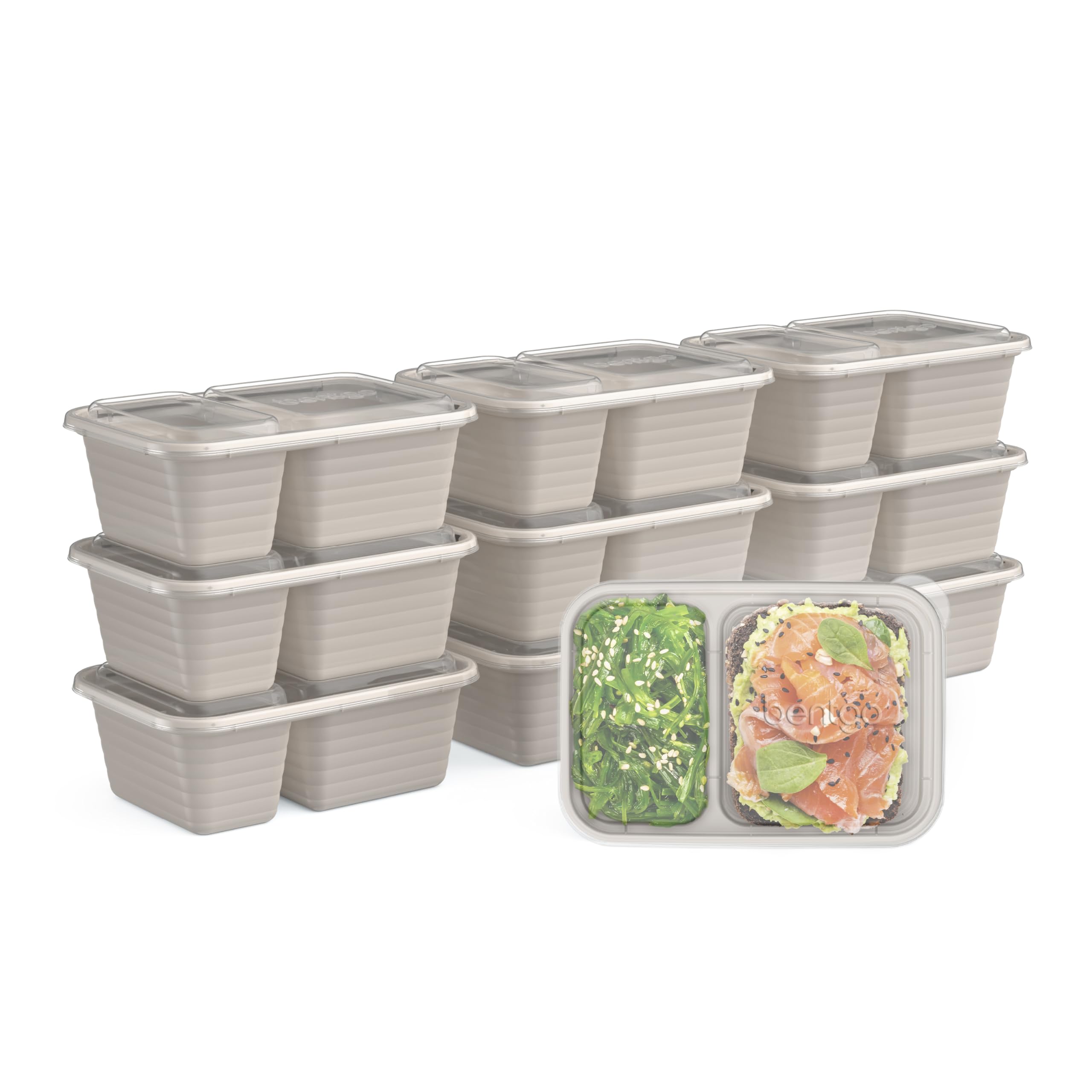 Bentgo Prep - 2-Compartment Snack Containers with Custom-Fit Lids - Reusable, Microwaveable, Durable BPA -Free, Freezer and Dishwasher-Safe Meal Prep Food Storage - 10 Trays & 10 Lids (Clay)-image-12