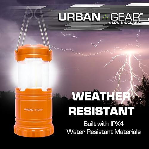Miniatura 4 de Lewis N. Clark Linterna de camping plegable Linterna LED portátil para uso en interiores o exteriores Lámpara impermeable con baterías incluidas