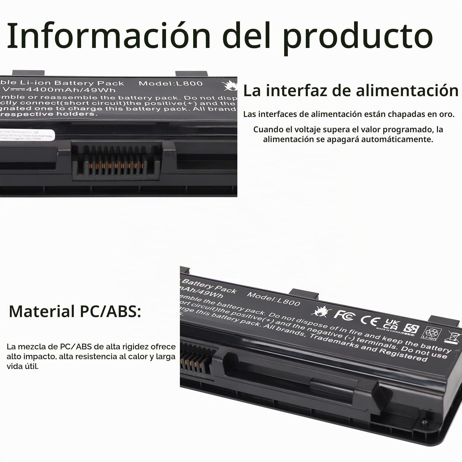 PA5024U-1BRS PABAS260 Batería de para Portátil Toshiba Satellite C805 C850 C850D C855 C870 L850 L855 L870 P850 M800 M805 P800 PABAS262 PA5023U-1BRS PA5025U-1BRS PA5026U-1BRS PA5027U-1BRS