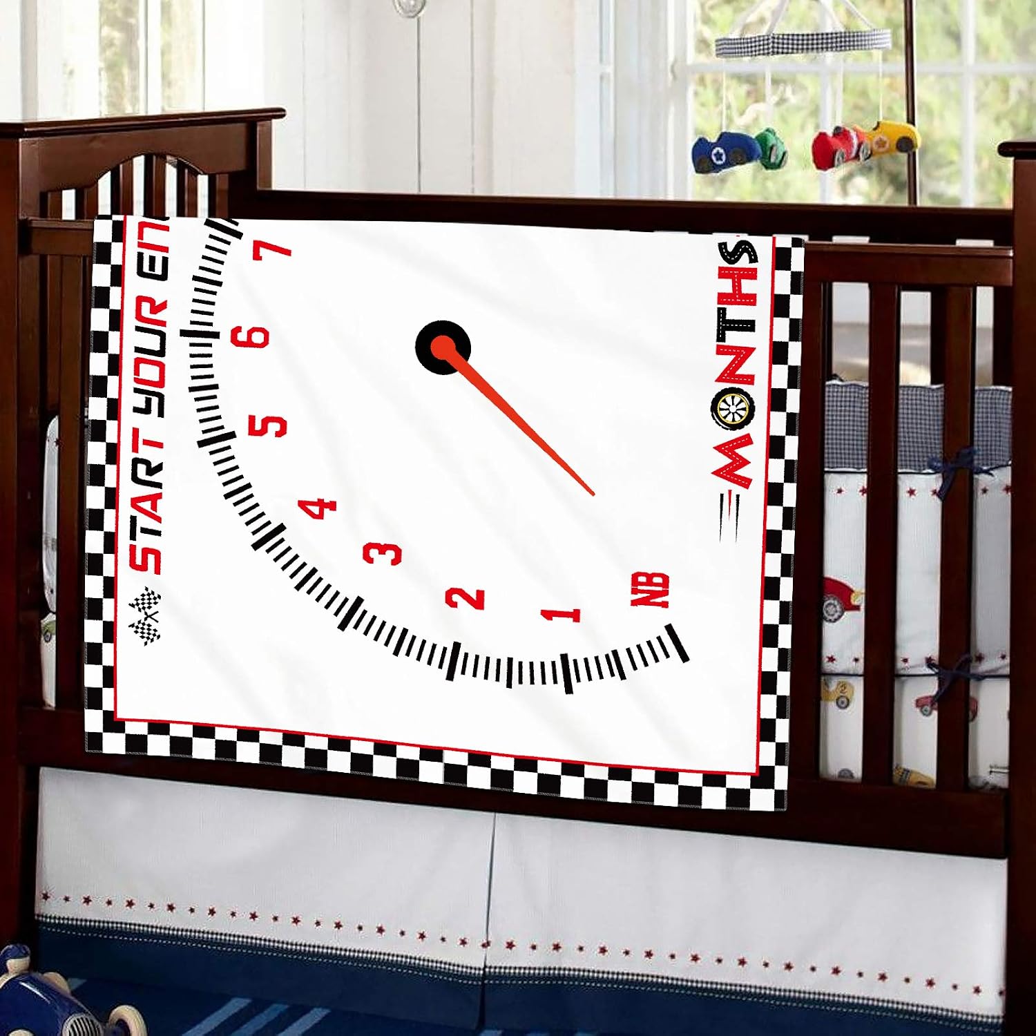 Eunikroko Race Car Baby Monthly Milestone Blanket Sports Nursery Blanket 1 to 12 Months Photography Backdrop Prop for Newborn Baby Boy Soft Plush Fleece