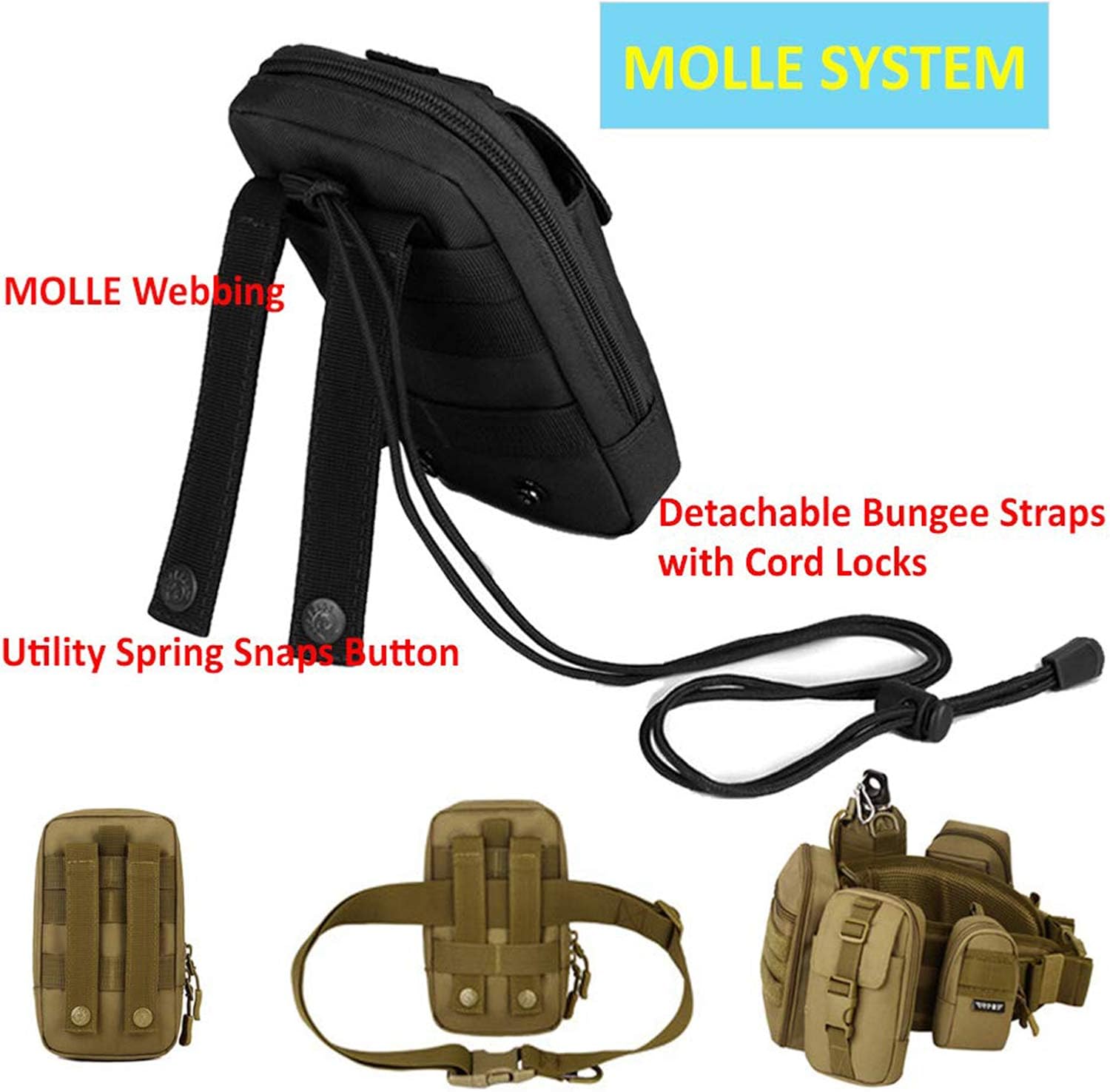 BAIGIO Molle Tactical Pouch Phone Holder EDC Pouch Tool Holder Purse Military Belt Pouch