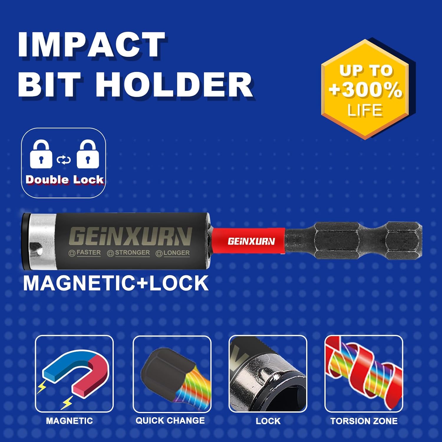 GEINXURN 22 Pieces 1 In./2In Multi Hex Head Impact Tough Magnetic Allen Wrench Drill Bits Set, Metric Power Bits Set, S2 Steel Hex Screwdriver Bit set with 3”6”Extension Bit Holder