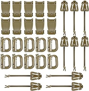 BOOSTEADY 36PCS Attachments for Tactical Backpack Vest Belt,D-Ring Grimloc Locking Gear Clip, Web Dominator Elastic Strings, Strap Management Tool Buckle,Hydration Tube Clips,Key Ring,MOLLE Bag