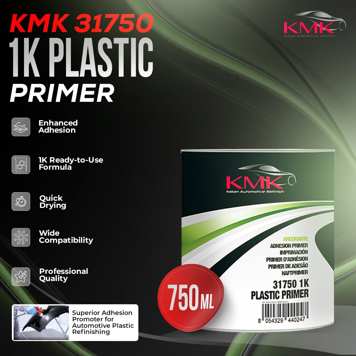 KMK 31750 1K Plastic Primer - 750ML – High-Adhesion Single-Component Primer for Plastic Surfaces