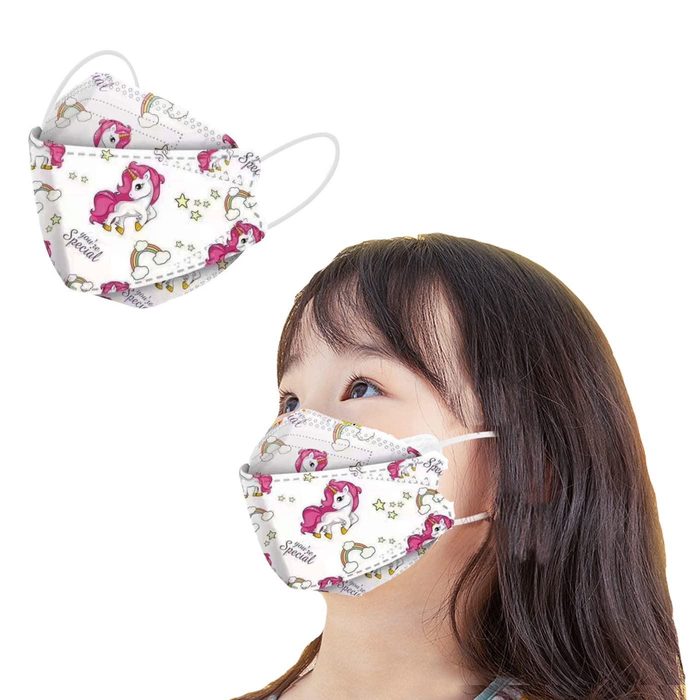 KF94 Mas_k for Kids,3D Design So Cute Pattern Premium Safety 4-Ply Layer Non Woven Fabric Filter (Unicorn)