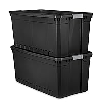 Vista 3 de Sterilite 50-Gallon Large Stackable Rugged Industrial Storage Tote Container with Gray Latching Clip Lid for Garage, Attic, Worksite, or Camping