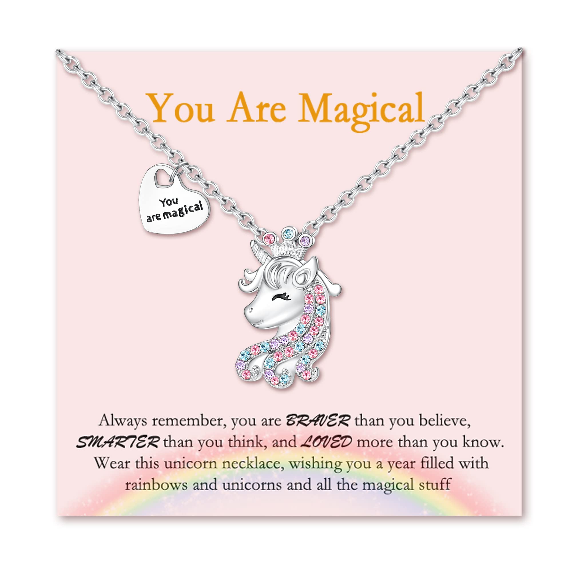 MANVEN Unicorn Necklace Birthday Gifts for Girls Initial Letter Magical Crystal Unicorn Gifts/Jewelry for Girls Daughter Granddaughter Niece
