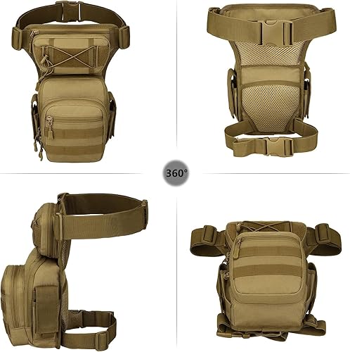 Miniatura 10 de Bolsa táctica de pierna caída, herramienta militar, riñonera Molle Utility Airsoft para motocicleta, ciclismo, cintura (1 parche incluido)