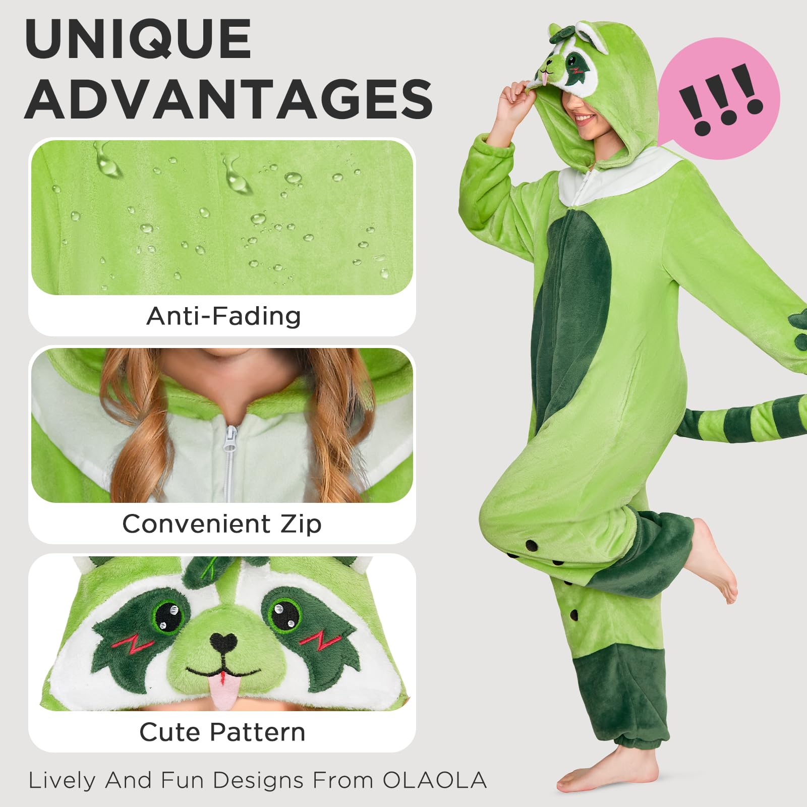 OLAOLA Pigiama intero per adulti a forma di animale, per donne e uomini, in caldo pile e divertente, costume per feste di Halloween