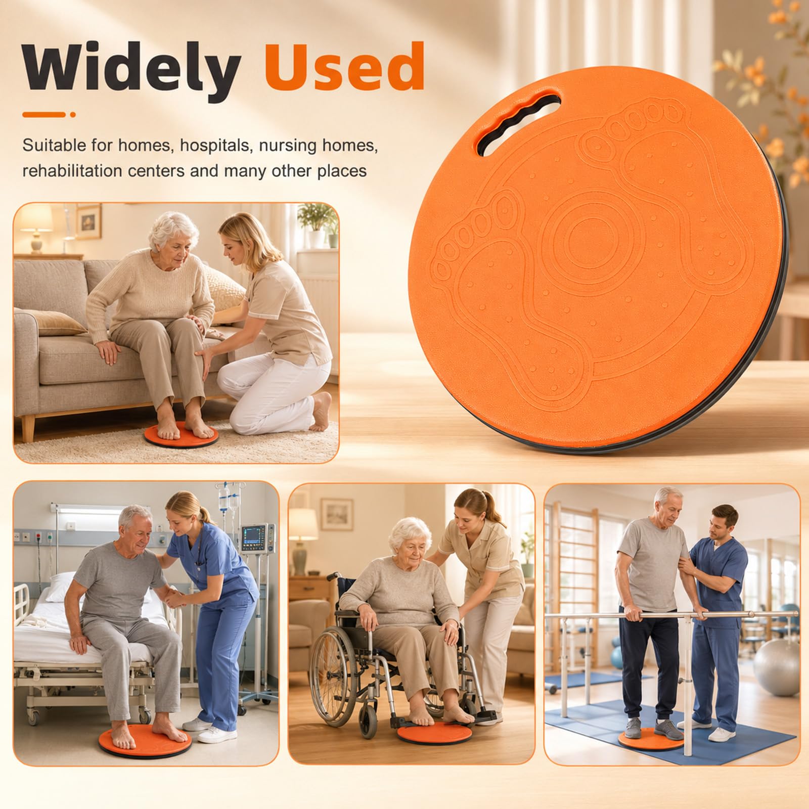 Ayudas Transferencia, Disco Transferencia Giratorio Ayuda Movilidad para Personas con Discapacidad Rotación 360° Asa Portátil Mayores y Pacientes con Discapacidad Hasta 150kg Diseño con Huellas