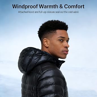 Men's Ultralight Packable Hooded Down Jacket Puffer Down Coats