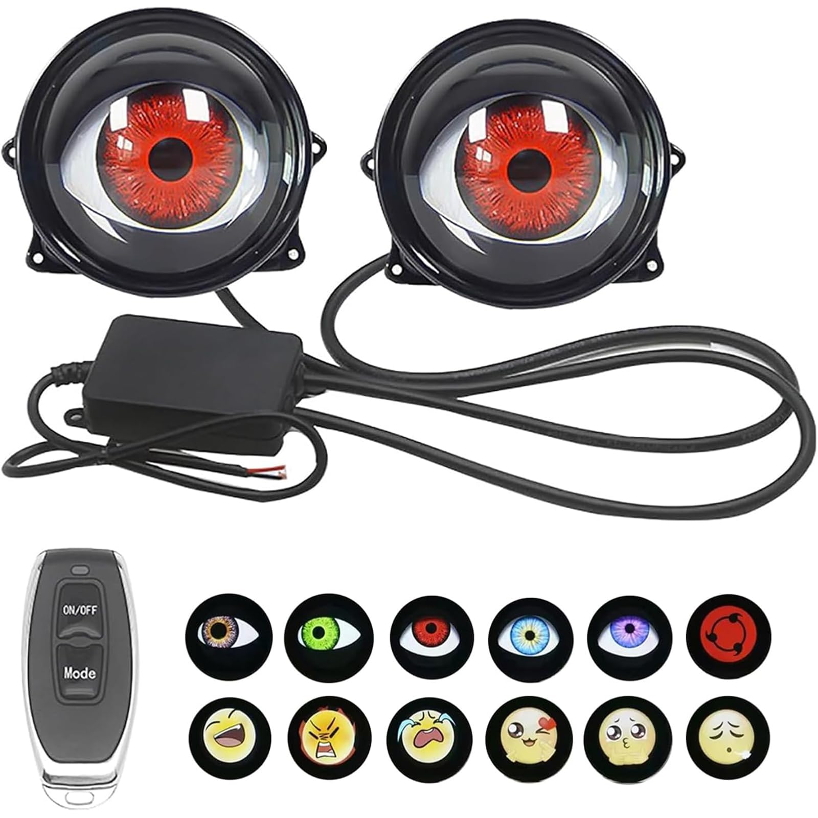 KACBFEE Dynamic Big Eye Ball Fog Lights LED 12V Adjustable Color Devil Eyes with Lens Demon Eyeball Lights for Car Motorcycle 2Pcs 33 Modes