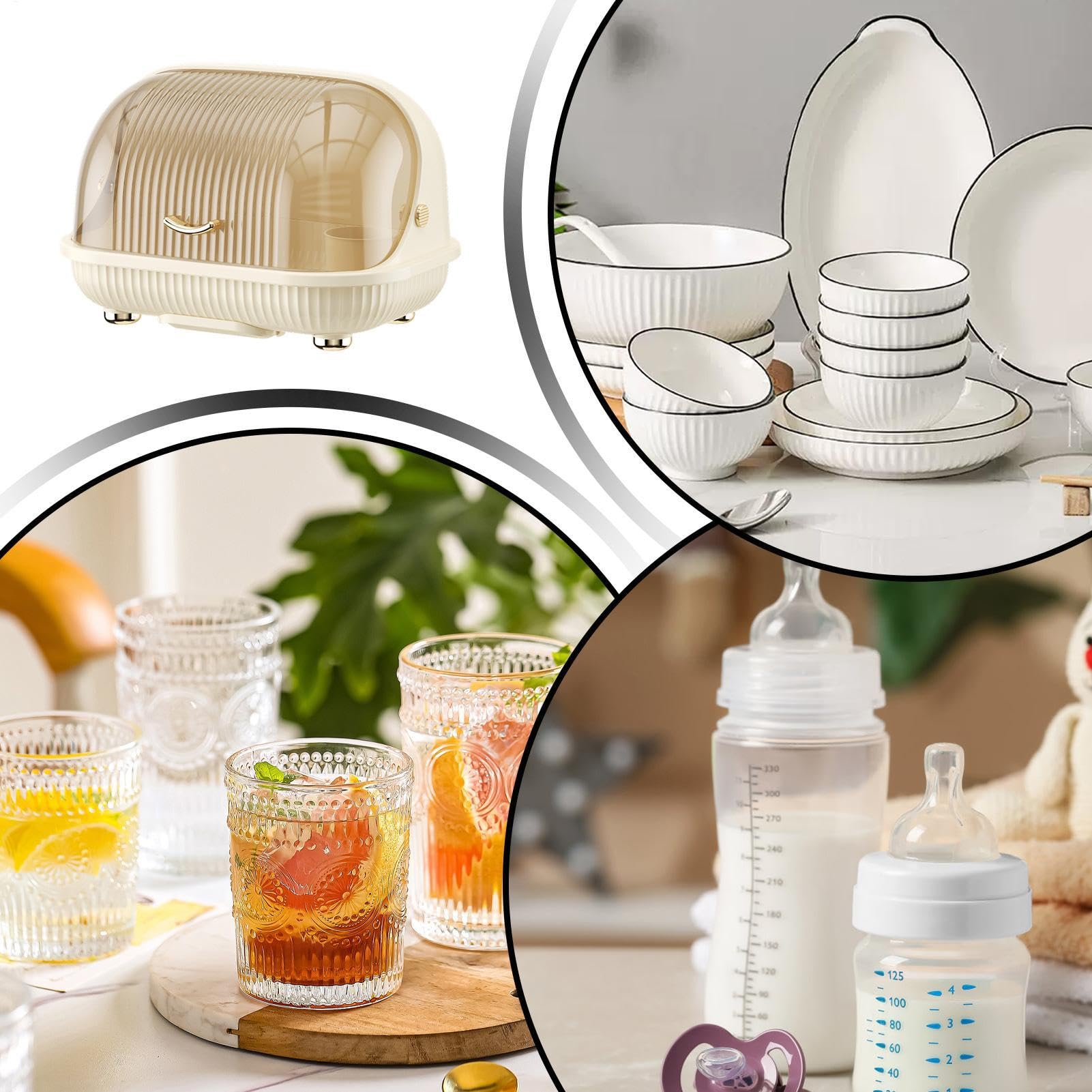 Genérico Ociekacz do naczyń z pokrywką proszkową i uchwytem