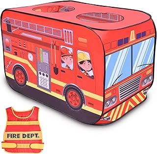 FunLittleToy Fire Truck Pop Up Play Tent for Kids with Fireman Costume, Kids Tent for Indoor & Outdoor - coolthings.us