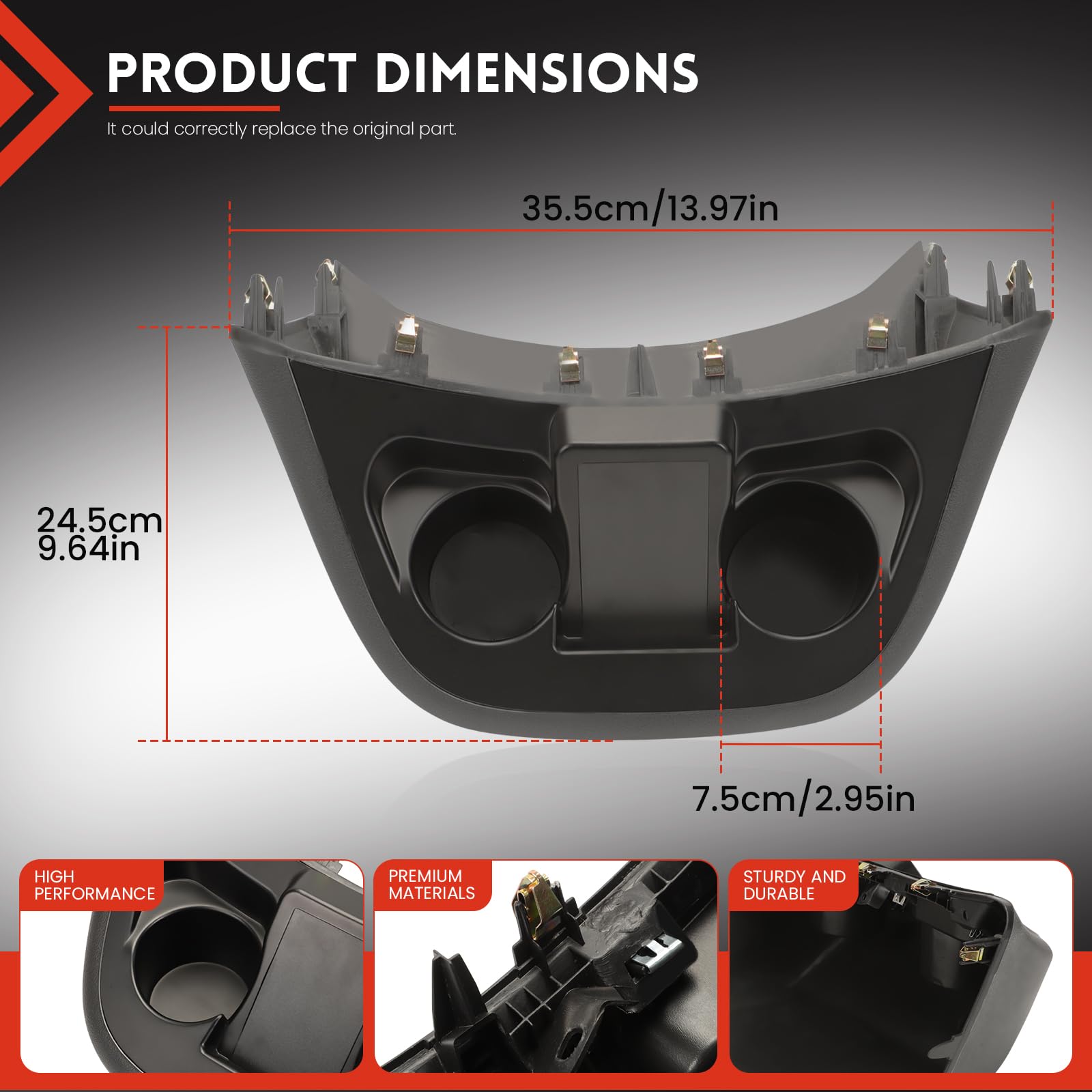 Porte-gobelet noir compatible avec Me-rce-s-B Vito W447 2016-2020 porte-gobelet pour instrument de contrôle central de la voiture