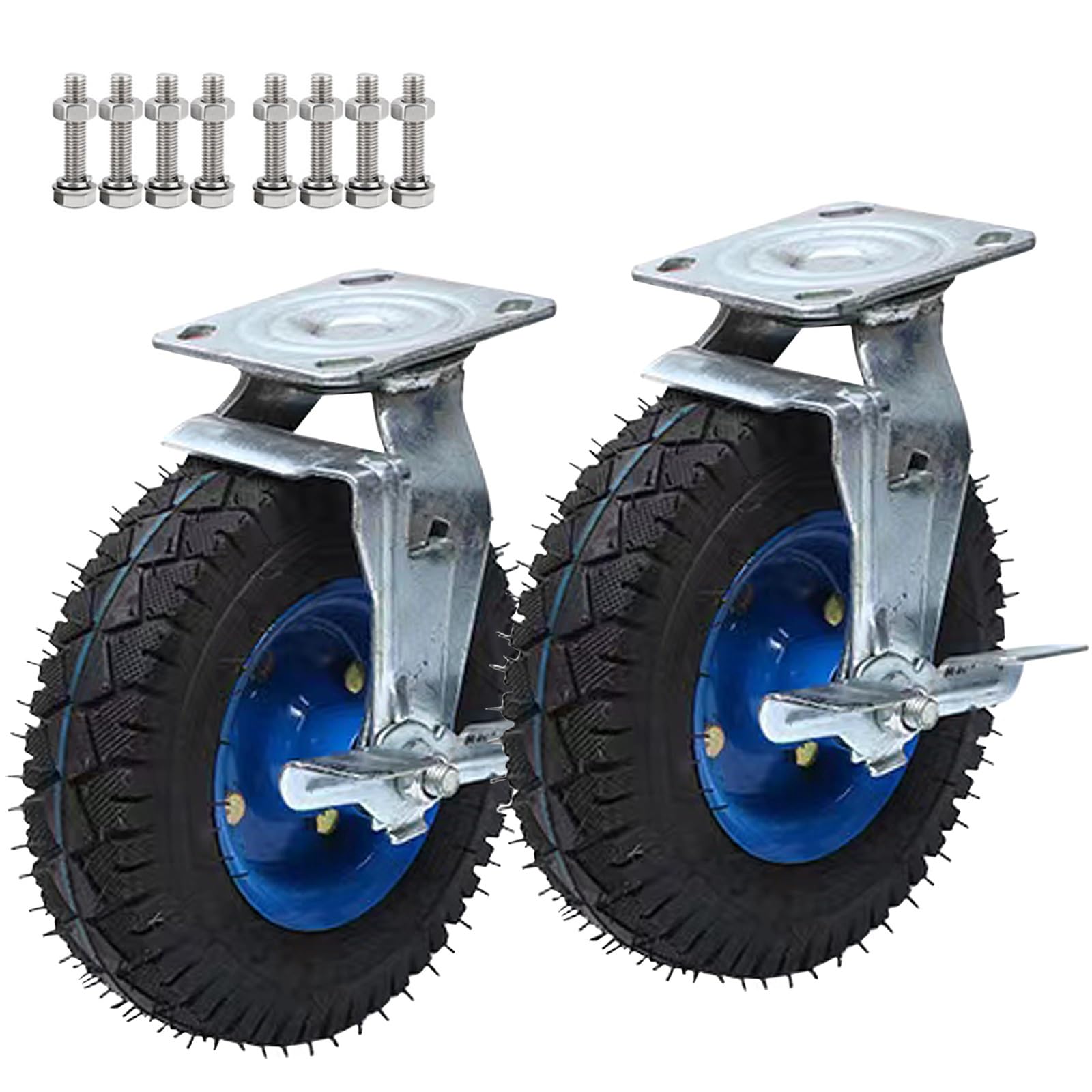 SAGIDAR 2pcs Ruedas Neumáticas De Repuesto, Giratoria Ruedas Pivotantes Silenciosa Ø 20cm/25cm, Rodamientos Dobles, Industriales De La Carretilla De La Rueda, Sin Desgaste En El Suelo