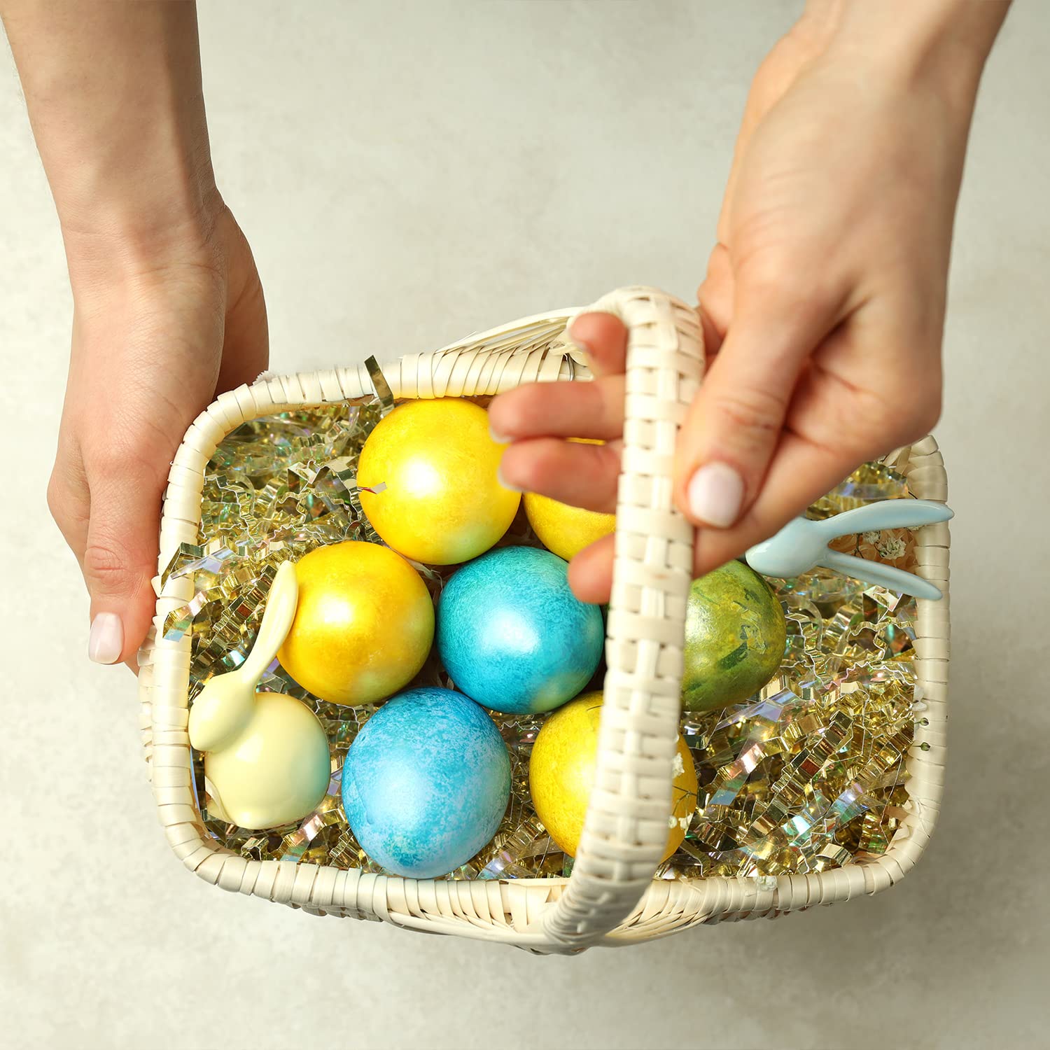 Pascua Cesta NC Cesta De Hierba, Papel De Seda De Corte Arrugado