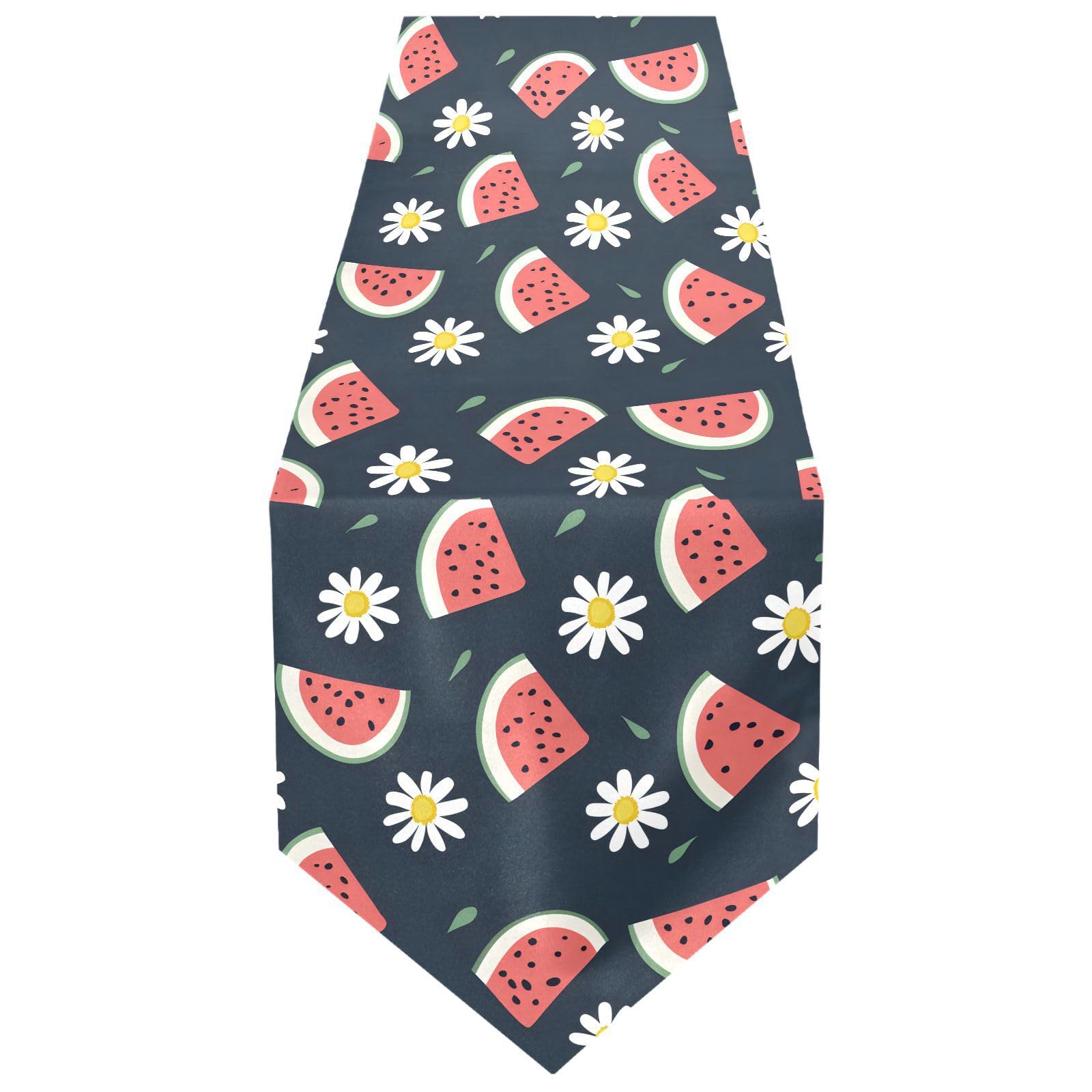 ALAZA Double-Sided Little Watermelon Little Daisy Table Runner 14x108 Inches Long,Table Cloth Runner for Wedding Birthday Party Kitchen Dining Home
