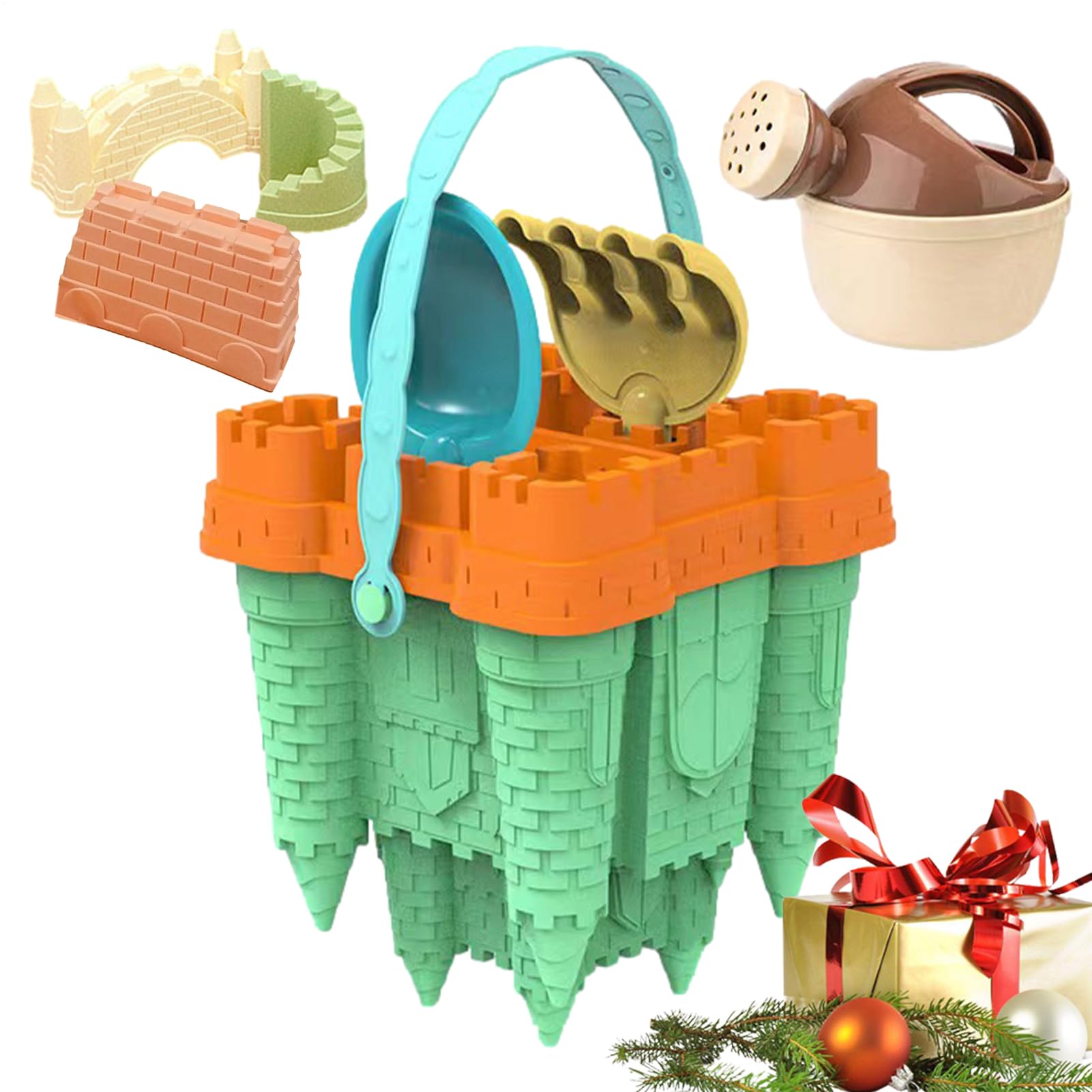 Sandcastle Building Kit, Beach Toy Set, Creative Travel-Friendly Sand Toys, Durable Mesh Storage Backpack, Sturdy Material Fun Beach for Kids Adults, 19x19x22cm