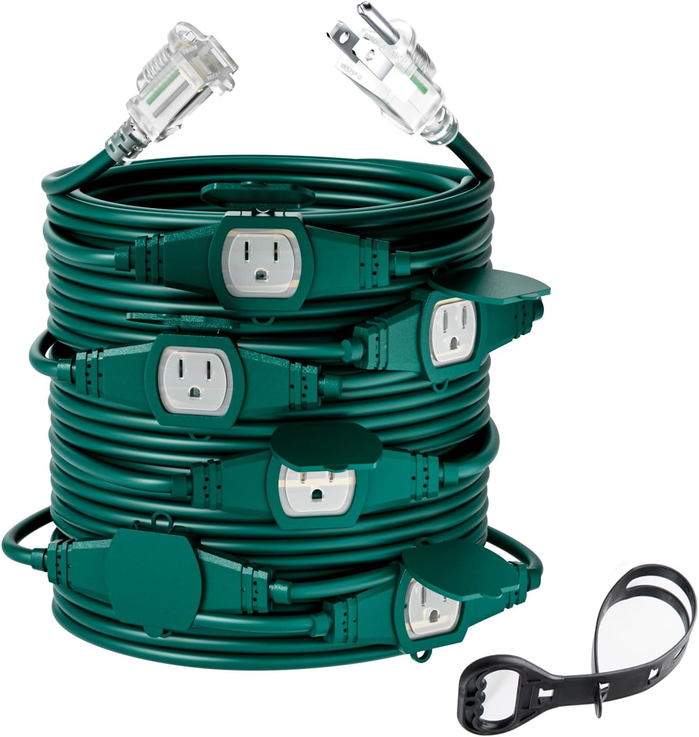 50ft 14ga outdoor power extension cord with seven outlets