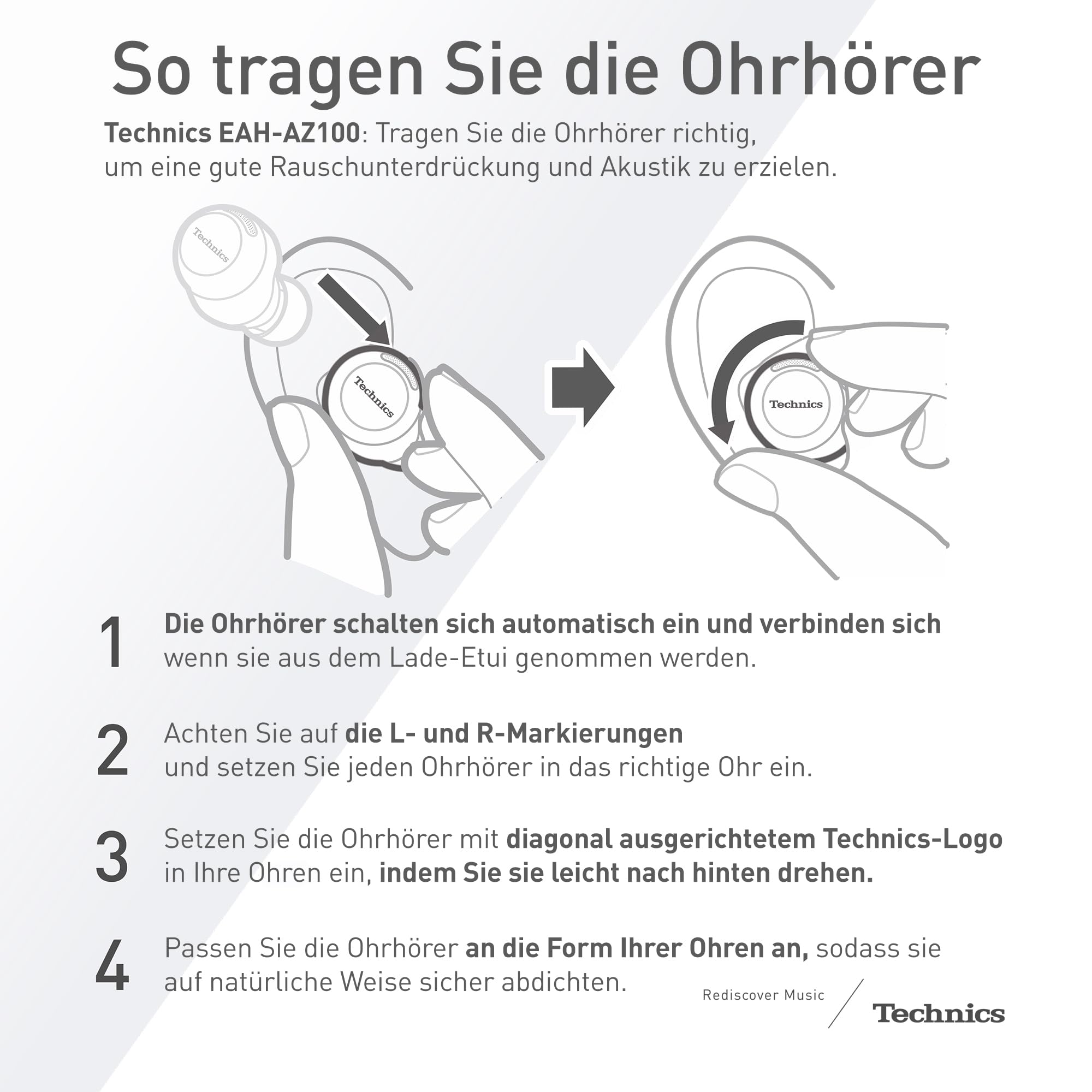 Technics EAH-AZ100E-A Kabellose Kopfhörer mit Geräuschunterdrückung, Bequeme In-Ear-Kopfhörer, Multipoint-Bluetooth, Voice Focus AI, Mitternachtsblau