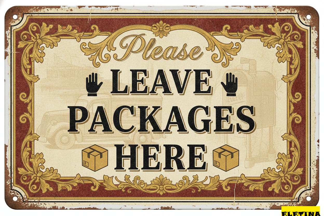 Please Leave Packages Here Vintage Rustic Tin Sign Garage Patio Home Bar Kitchen Wall Decor Warning Sign 8x12in