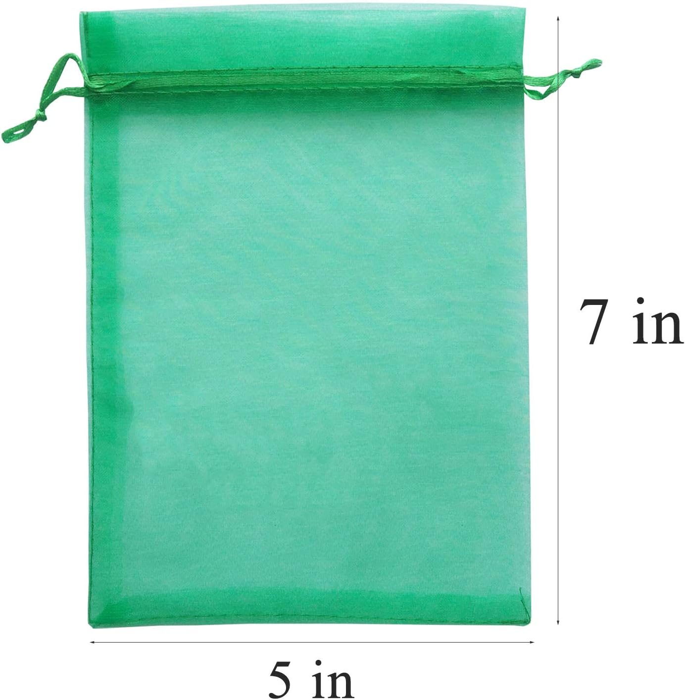 Pack of 50 5x7 Inch Sheer Organza Mesh Drawstring Gift Bags Green image 3