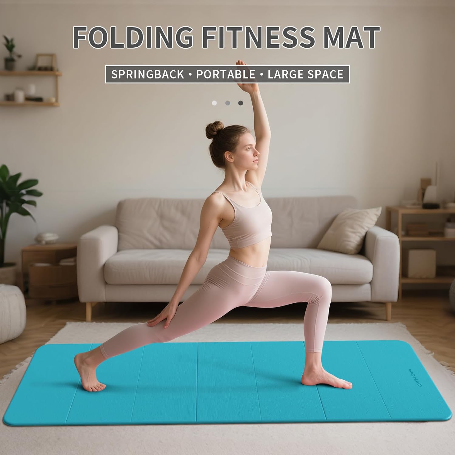 7-Fold Yoga Mat 74"x31" - 0.31 Inch Thick Folding Exercise Mat, Extra Wide Non-Slip POE Mat for Travel, Storage, Yoga, Pilates, Meditation & Home Gym, Lightweight & Portable