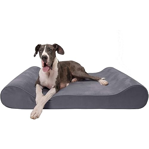 Furhaven Giant Orthopedic Dog Bed Microvelvet Luxe Lounger w/ Removable Washable Cover - Gray, Giant (XXX-Large)