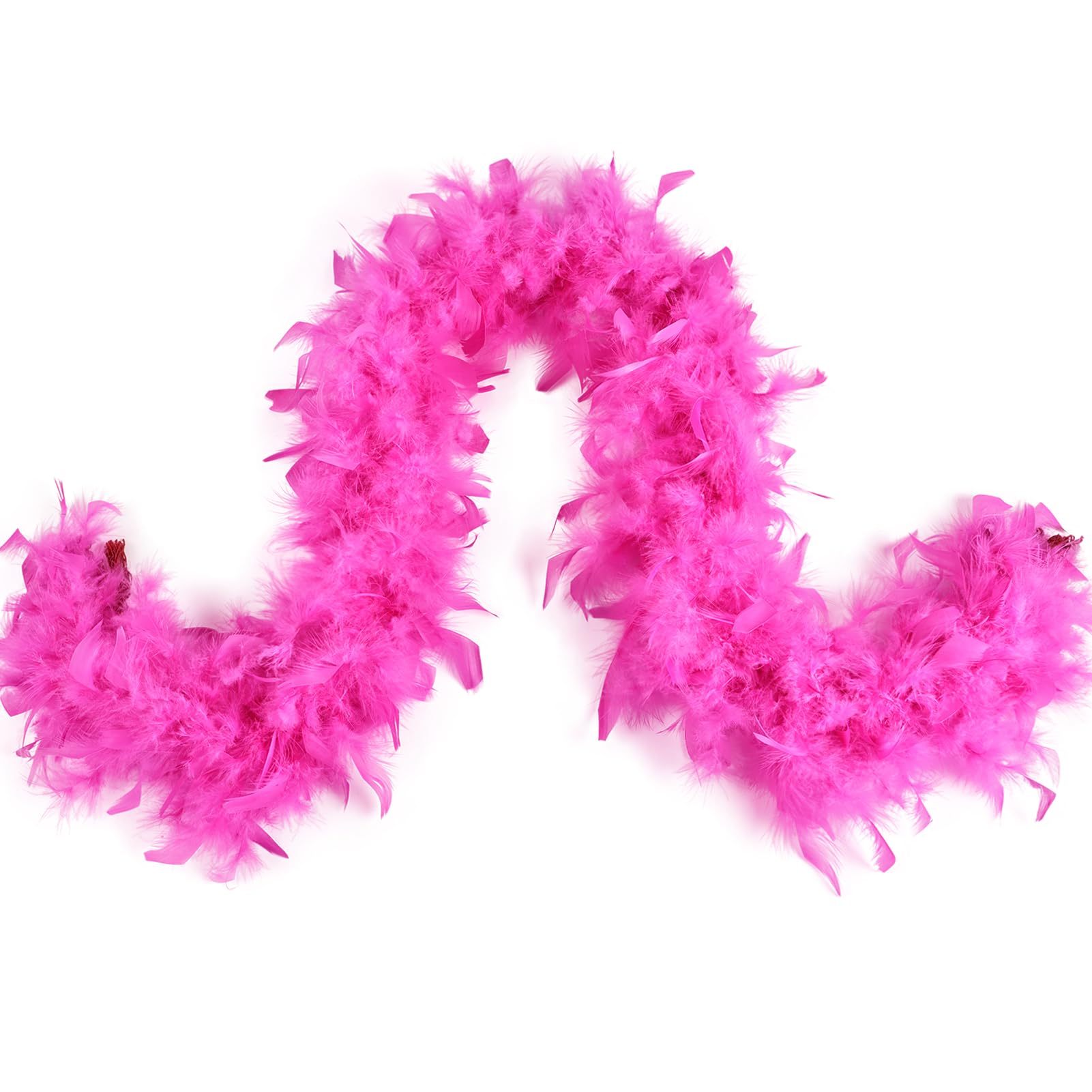 MAOFENG Chandelle Turkey Feather Boa 1.64 Yards 30g for Halloween Dancing Wedding Party DIY Craft Costume Decoration Feather Boa,Fuchsia — image 1