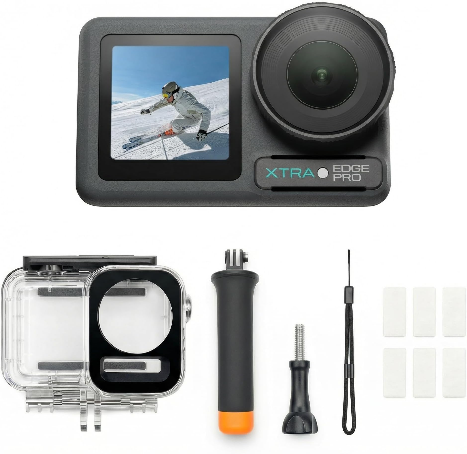Xtra Edge Pro Action CameraDiving Combo, 4K Vlogging Camera with 1/1.3'' Sensor, 65ft Waterproof, Night View & Stabilization for Cycling, Diving, Sports Shooting