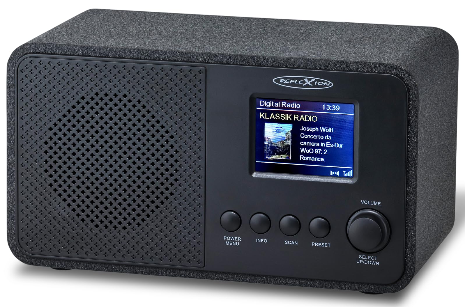 Reflexion Radio DAB+ con Bluetooth, sveglia e display a colori, radio digitale con USB, AUX-IN, antenna telescopica e 40 stazioni memorizzate, potenza musicale da 40 W, display TFT da 2,4", compatto e