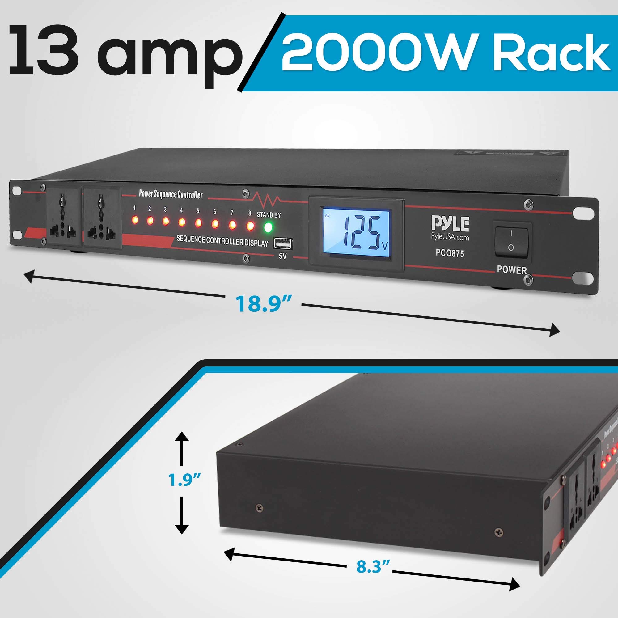 10 Outlet Power Sequencer Conditioner 13 Amp 2000W Rack Mount Pro