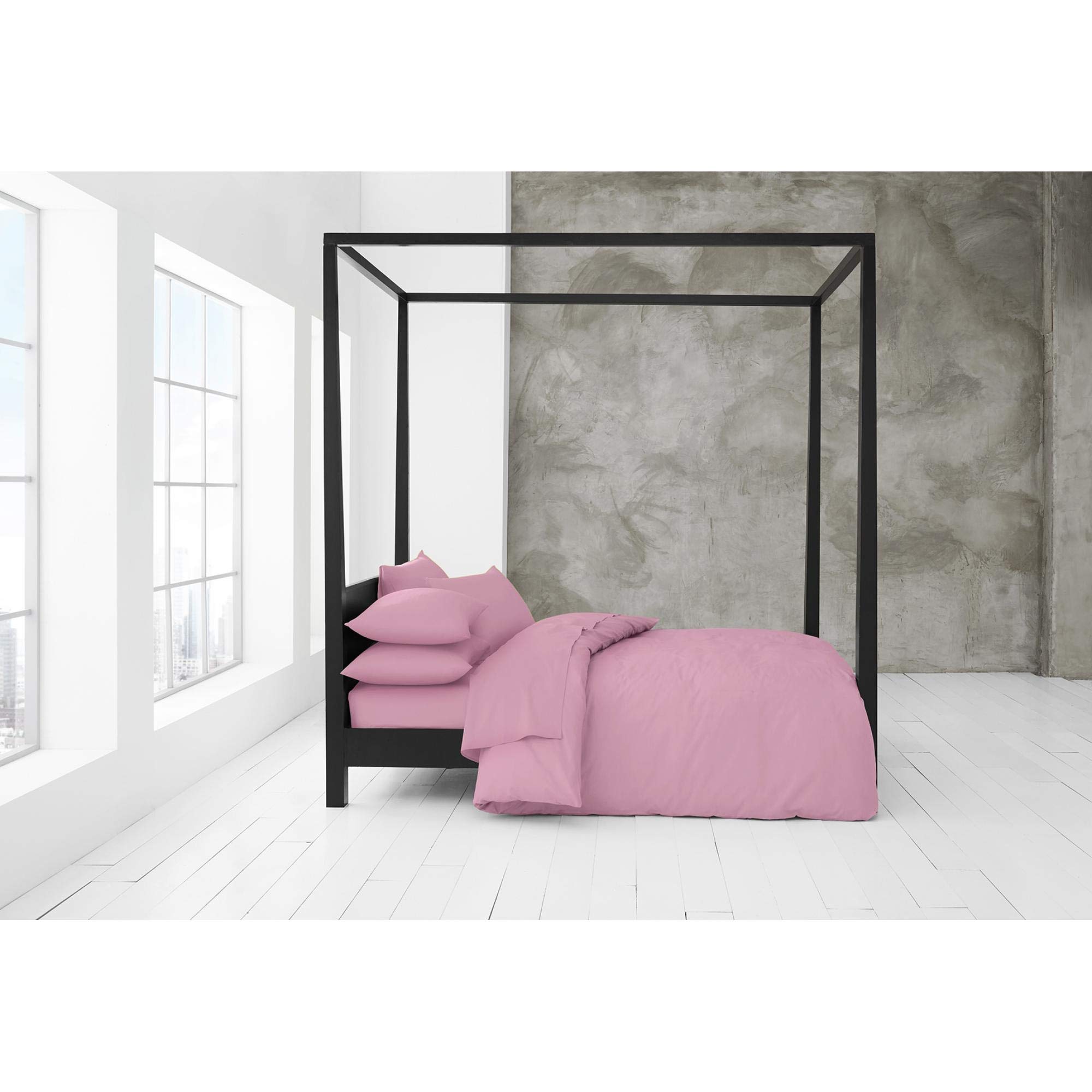 Plain Dyed Bed Sheets, Soft & Cosy Double Fitted Sheet, Polycotton BedSheet, Blush Pink