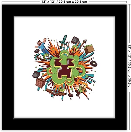 Miniatura 6 de Trends International Gallery Pops Minecraft Funtage Creeper Explosion - Póster de pared, 12 x 12 pulgadas, versión de marco negro