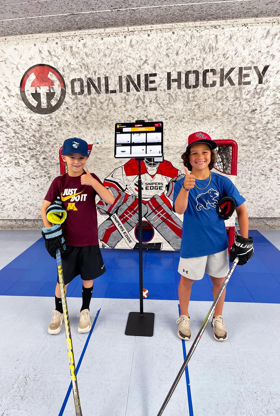 Warrior USA Mini Hockey Stick, Player (Right), Navy/Tan