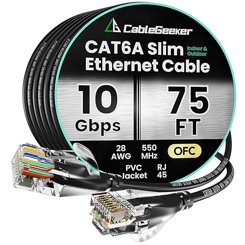 Miniatura 14 de Cable Ethernet Cat 6 de 30 pies, para interiores y exteriores, cable de red plano de Internet de alta velocidad de 10 Gbps, cable de conexión Blanco