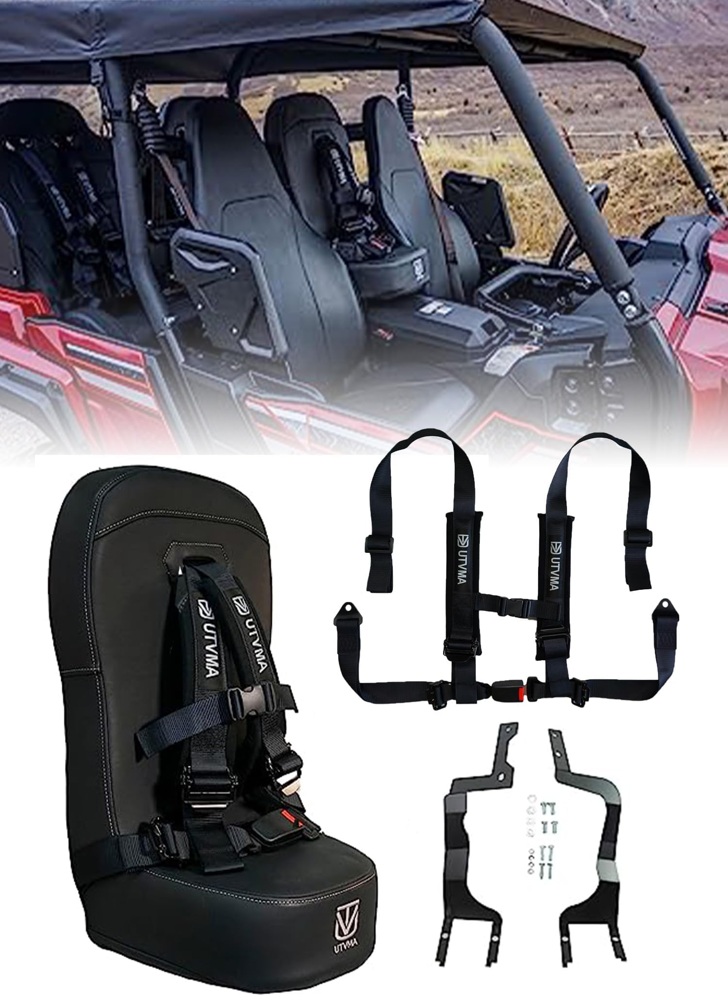 Front Bump Seat compatible with Yamaha Wolverine X2/X4 | Rmax2/Rmax4 | Jump Seat | Center Seat | Added Seating | Middle Seat with 4-Point Harness