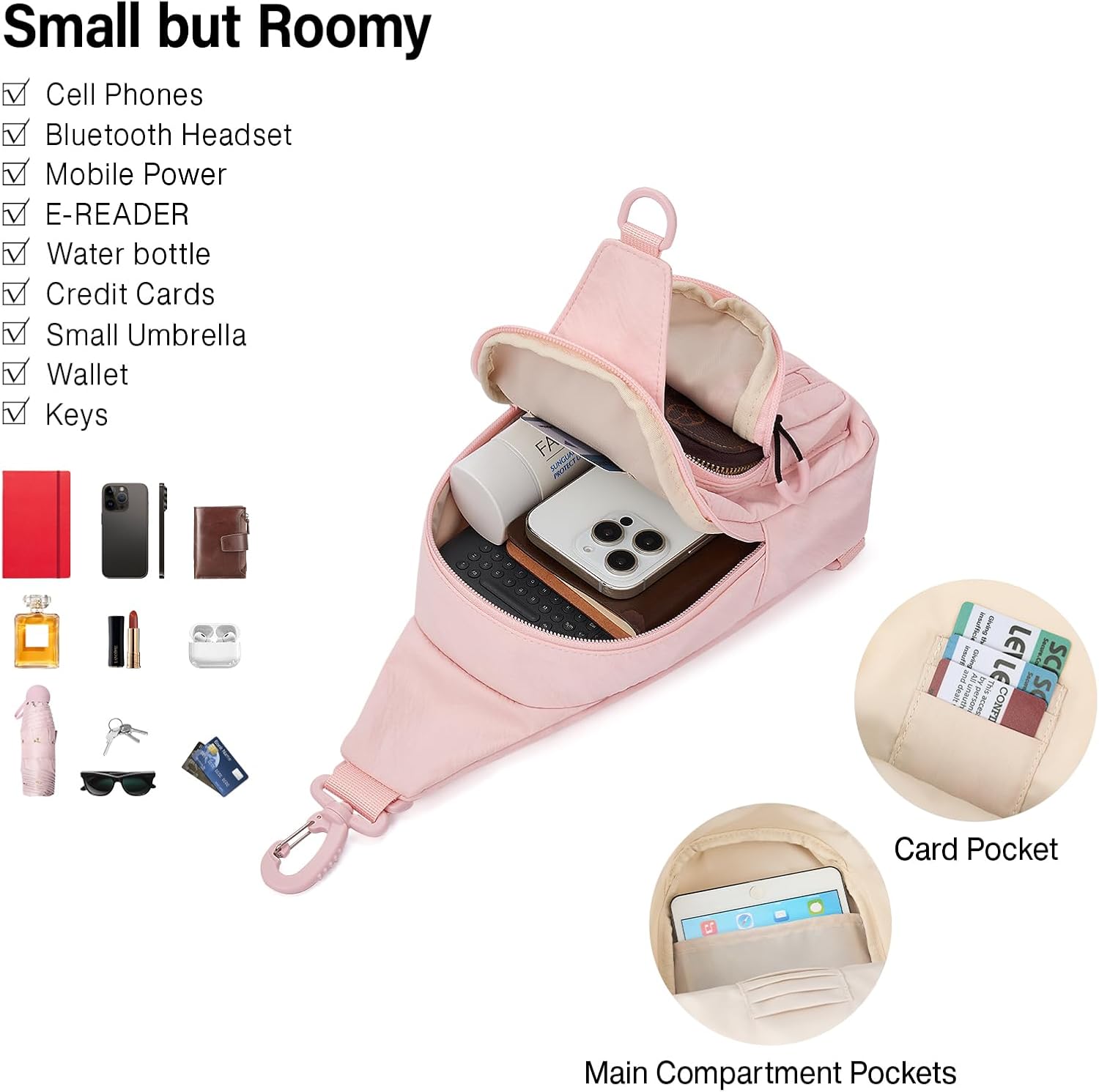 Hanke Crossbody Sling Bag for Women Men, Small & Large Casual Cross Body Sling Bags, Chest Bag for Outdoor Hiking Travel - Image 5