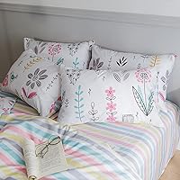 Vista 60 de 3 piezas de juego de funda de edredón tamaño individual XL, funda de edredón blanca con estampado floral azul, ropa de cama coquette de algodón